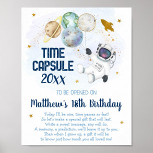 Poster Astronauta primeiro aniversario da cápsula do Tem