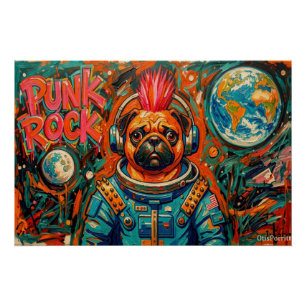 PÔSTER ASTRONAUTA PUG PUNK ROCK 6