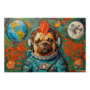 PÔSTER ASTRONAUTA PUG ROCK PUNK 4