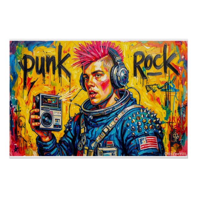 PÔSTER ASTRONAUTA PUNK ROCK (Frente)