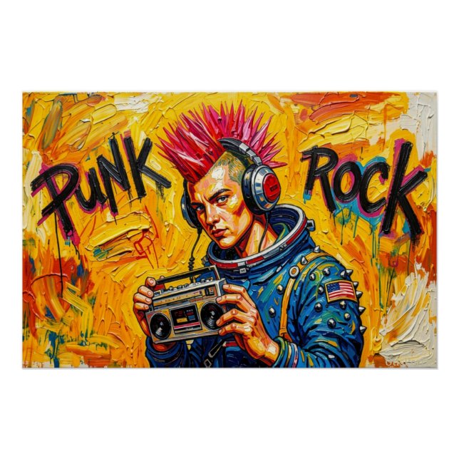 PÔSTER ASTRONAUTA PUNK ROCK 3 (Frente)