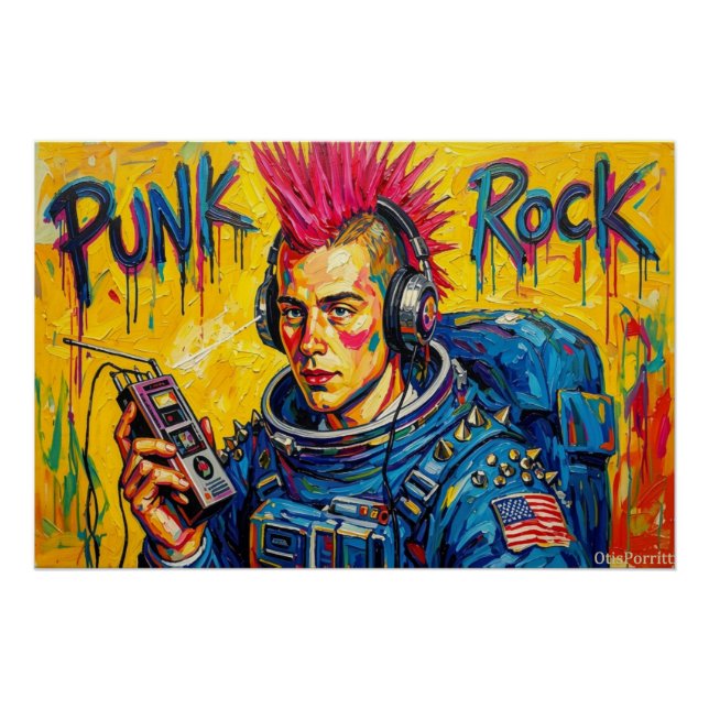 PÔSTER ASTRONAUTA PUNK ROCK 4 (Frente)