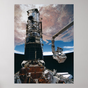 Pôster Astronauta que trabalha no telescópio espacial de