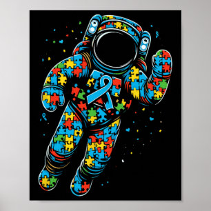 Poster Astronauta Quebra-cabeça Autismo Sensibilização Mu