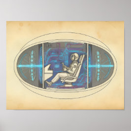 Poster Astronauta Retro em UAP Futurista
