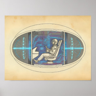 Poster Astronauta Retro em UAP Futurista