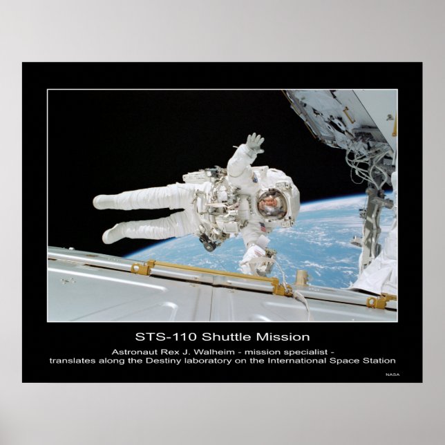 Pôster Astronauta Rex J. Walheim ao lado de International (Frente)
