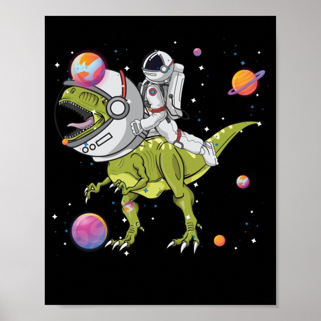 Poster Astronauta Riding T-Rex Dinossaur Astro T-Rex (Frente)