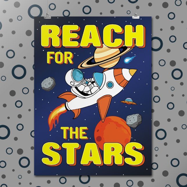 Poster Astronauta Rocket Inspirational Cita Espaço Exteri (Criador carregado)