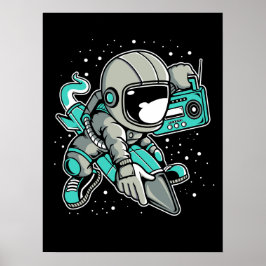 Poster Astronauta Rocket Ride and Tunes