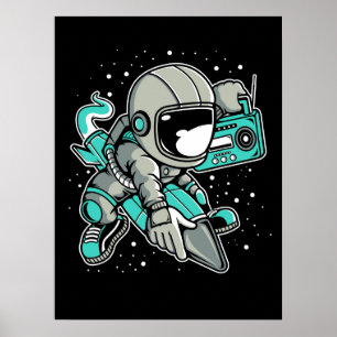 Poster Astronauta Rocket Ride and Tunes
