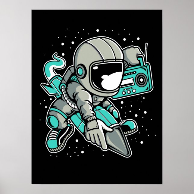 Poster Astronauta Rocket Ride and Tunes (Frente)