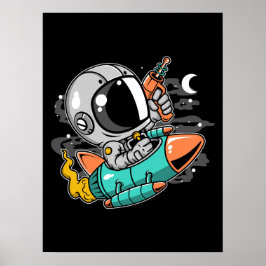 Poster Astronauta Rocket Riding
