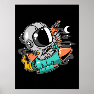 Poster Astronauta Rocket Riding