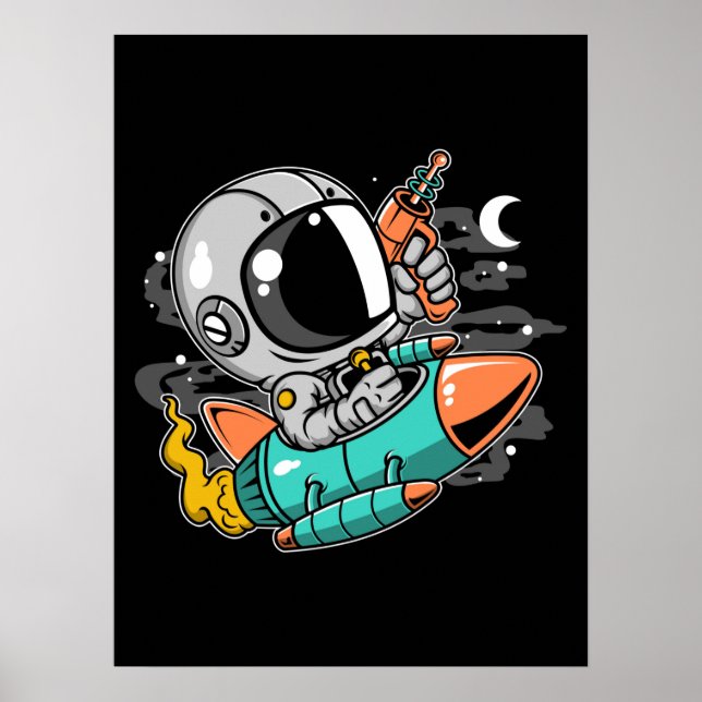Poster Astronauta Rocket Riding (Frente)