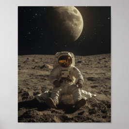 Poster Astronauta Sentado na Lua