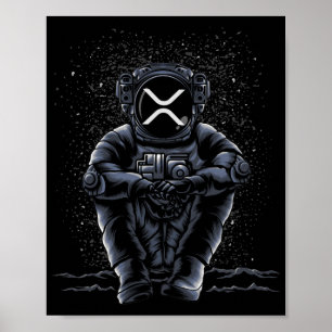 Poster Astronauta Sentando A Cripto XRP Para A Lua
