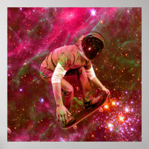 Pôster Astronauta Skateboard