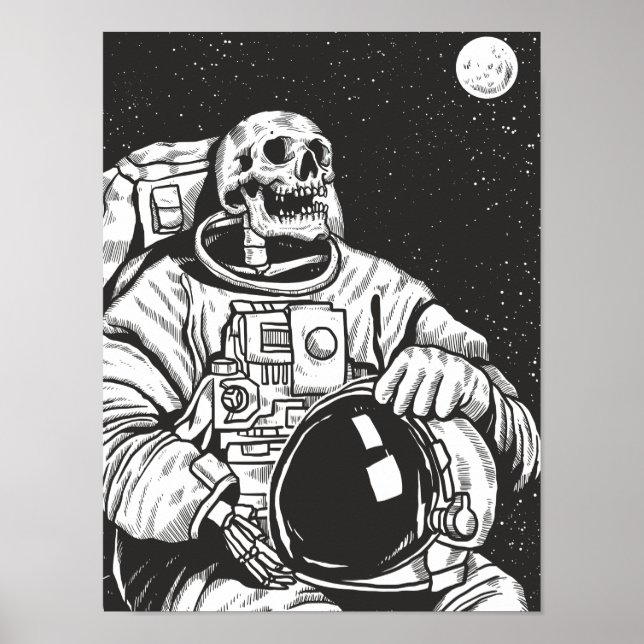Poster Astronauta Skeleton Spooky Skull (Frente)