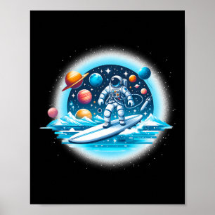 Poster Astronauta Surfando No Espaço Meninos Meninas Stem