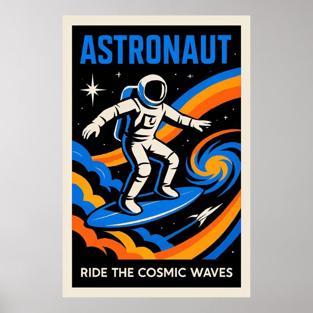 Poster Astronauta: Surfe as Ondas Cósmicas (Frente)