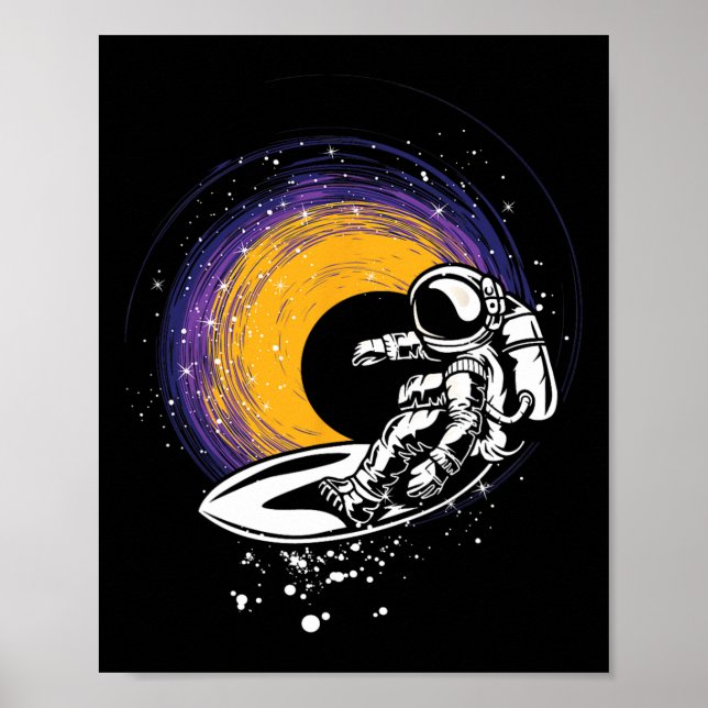 Poster Astronauta Surfista - Planetas da Galáxia Espaço E (Frente)