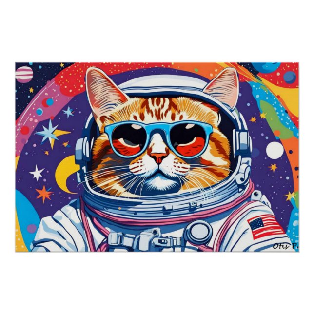 PÔSTER ASTRONAUTA TABBY CAT 3 (Frente)