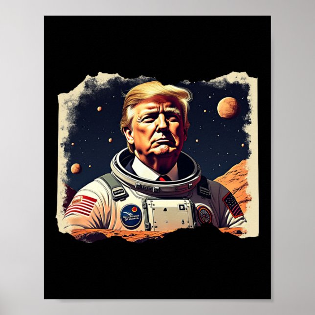 Poster Astronauta Trump Ocupa Exploração Espacial de Mart (Frente)
