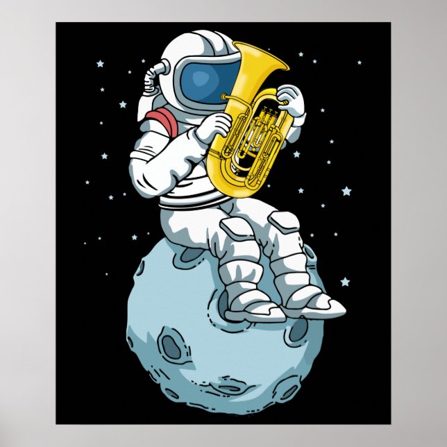 Poster Astronauta Tuba Player Music Gift Kids Banda Tuba (Frente)