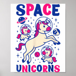 Poster Astronauta Unicórnios Espaço Sideral Unicórnio Fof