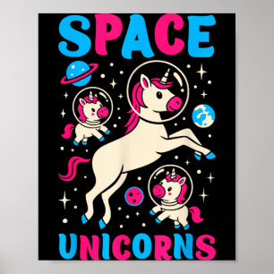 Poster Astronauta Unicórnios Espaço Sideral Unicórnio Fof