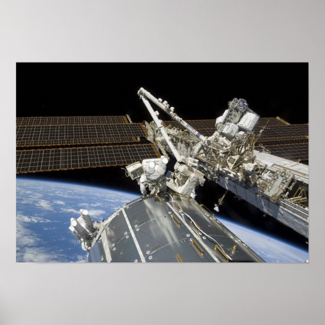 Pôster Astronautas executam uma série de tarefas (Frente)