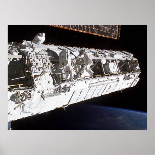 Poster Astronautas trabalham na Estação Espacial Internac (Frente)