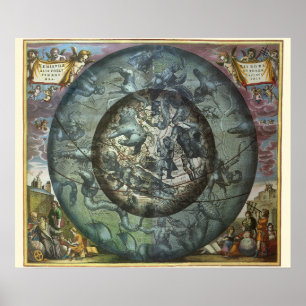 Poster Astronomia Celestial Constelação do Norte Vintage