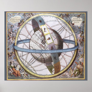 Poster Astronomia do vintage, zodíaco celestial do