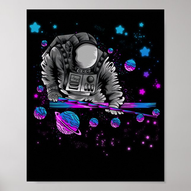 Poster Astronomia Galaxy Billiard Player Piscina astronau (Frente)