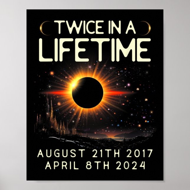 Poster Astronomia Solar Eclipse Duas Vezes Na Vida 2024 S (Frente)