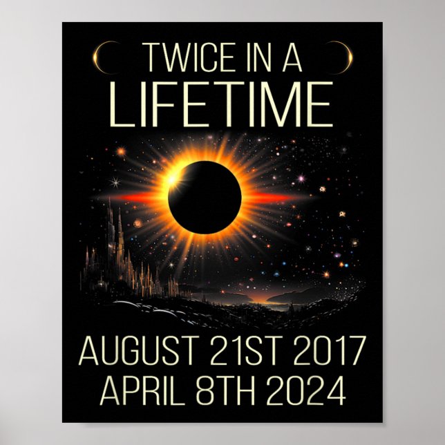Poster Astronomia Solar Eclipse Duas Vezes Na Vida 2024 S (Frente)