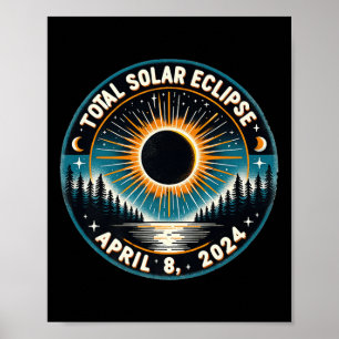 Poster Astronomia Solar Eclipse Vintage 2024 Eclipse Sola