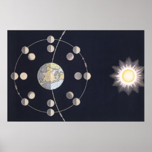 Poster Astronomia venenosa, fases da lua com a Terra