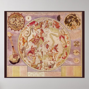 Pôster Astronomia venenosa, mapa celestial de Carel Allar