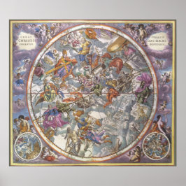 Pôster Astronomia Vintage, Mapa de Constelações Cristãs