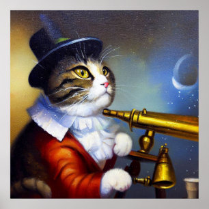 Poster Astrônomo Gato