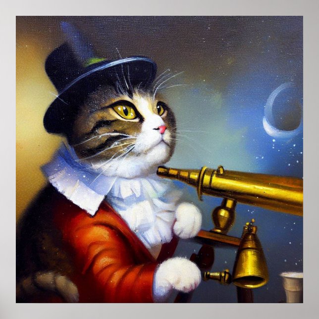 Poster Astrônomo Gato (Frente)