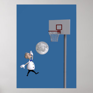 Pôster Astrónomo que joga o basquetebol