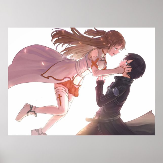 Poster Asuna e Kirito adoram Arte em Espadas Online (Frente)