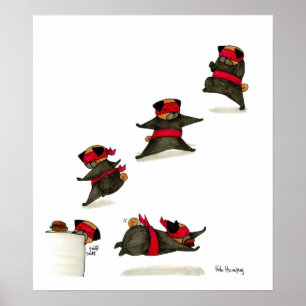 Pôster Ataque do petisco do Pug de Ninja!