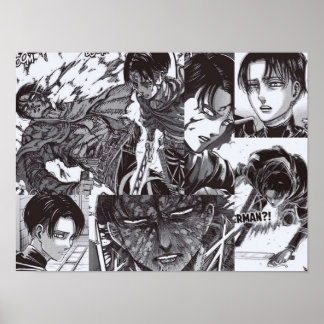 Poster Ataque Levi Ackerman na paisagem de Titã