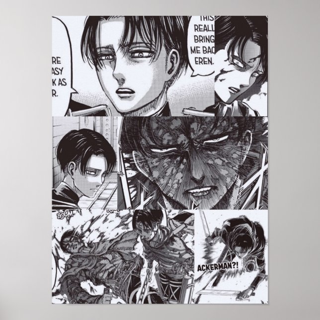 Poster Ataque Levi Ackerman no retrato de Titã (Frente)