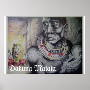 Poster Ataques Selvagens da Aldeia Lion de Hakuna Matata 